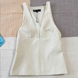 Zara Ivory V-Neck Tank Top